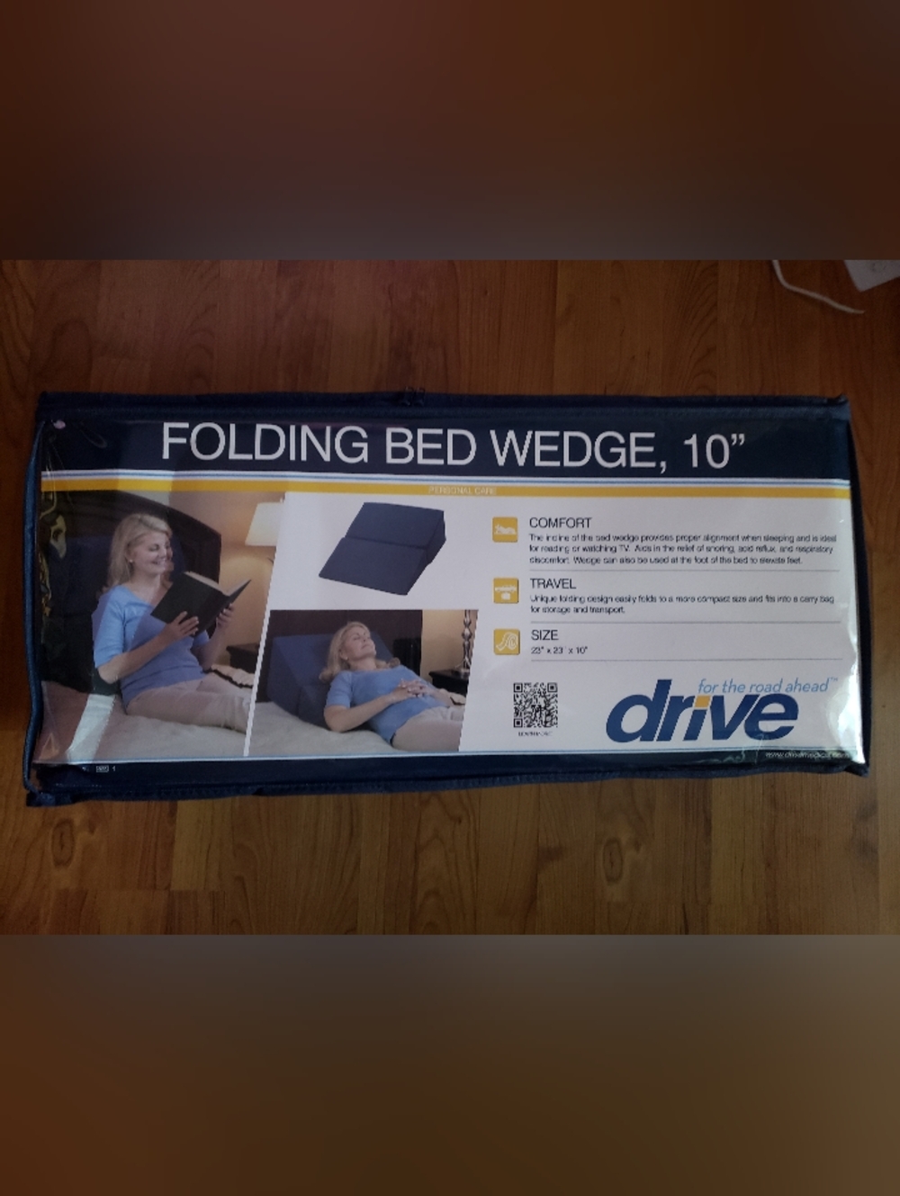 Blue Folding Bed Wedge Support Pillow for Reading & Relaxation 23"x23"x 10" NWT